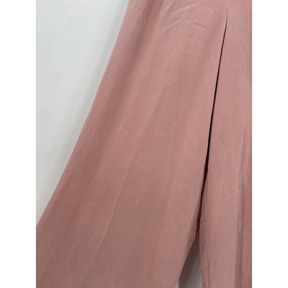 ZZ Vintage Pants Womens Small Blush Pink 100% Silk Wide Leg Stretch Pockets Crop - Picture 6 of 16